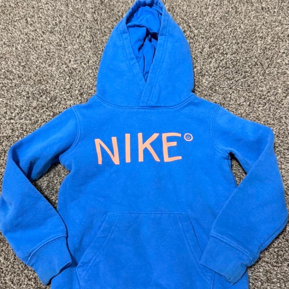 Nike blue hoodie with orange logo Size 4 years #kids #athleisure